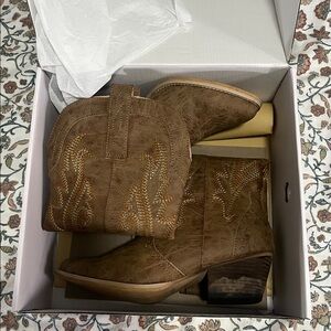 Brown Western Ankle Boots